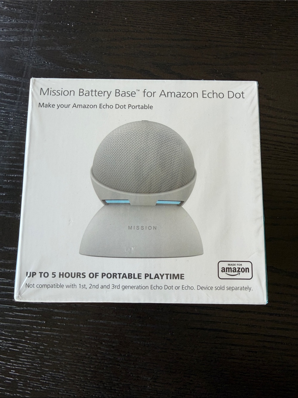 Mission Battery Base for Amazon Echo Dot - White